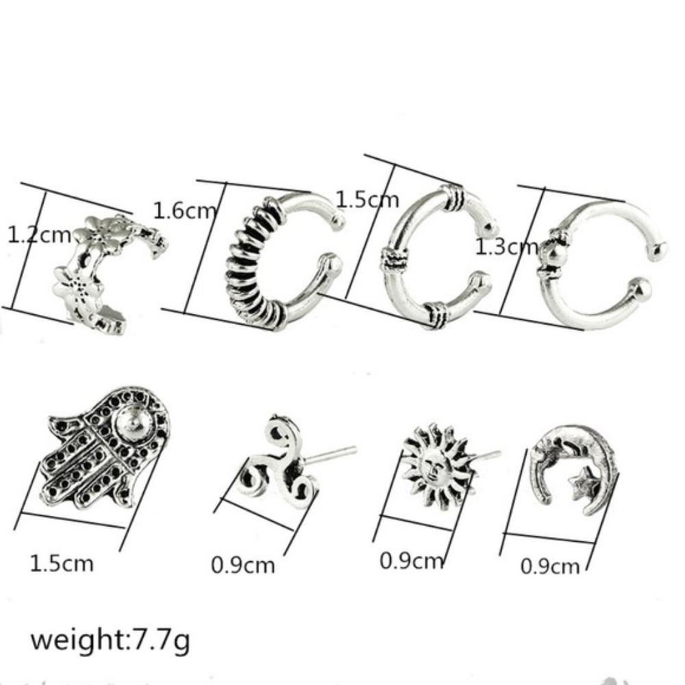 50% OFF Bundles Hamsa Moon Sun Earrings Cuff Set 8 - Picture 4 of 4